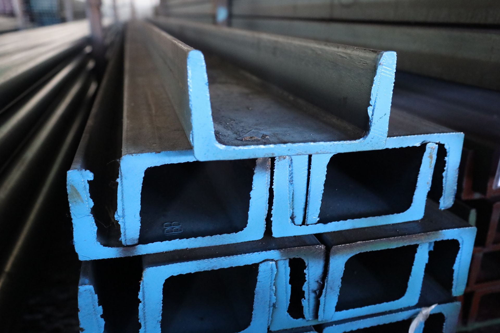 Construction reinforcement steel posts in a stack