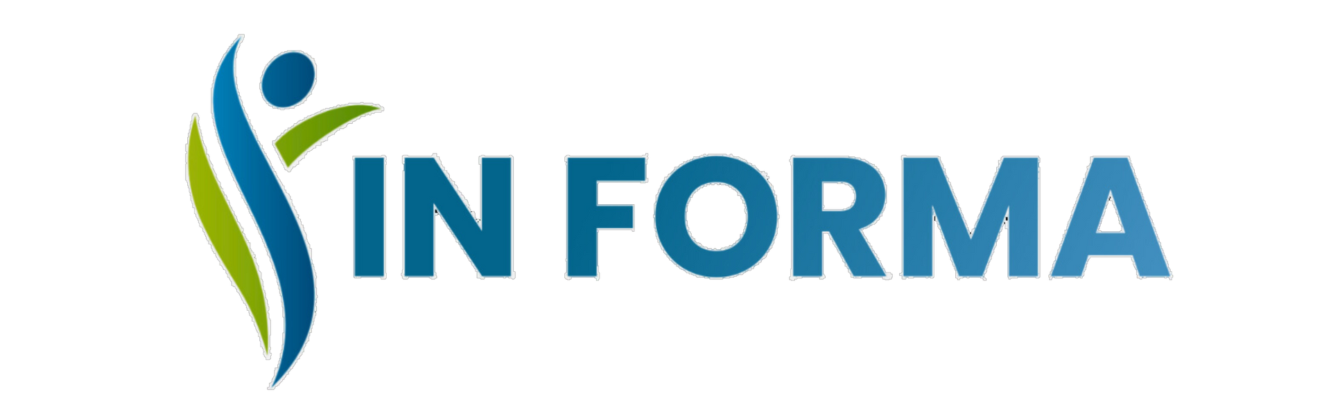 Ein blau-grünes Logo für ein Unternehmen namens in forma