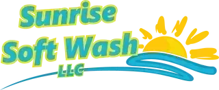 Sunrise Soft Wash LLC logo with teal text and yellow sunrise over blue waves