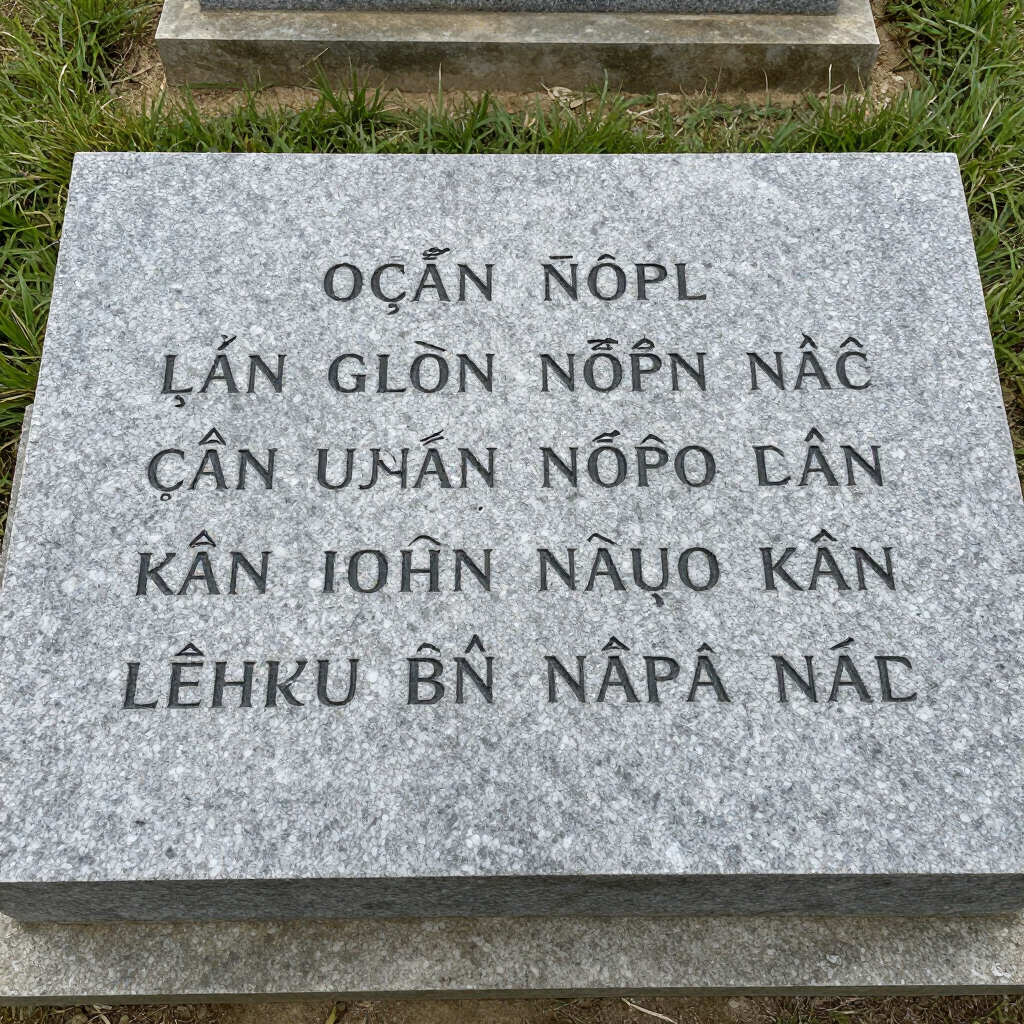 Flat grey ledger with Vietnamese inscription