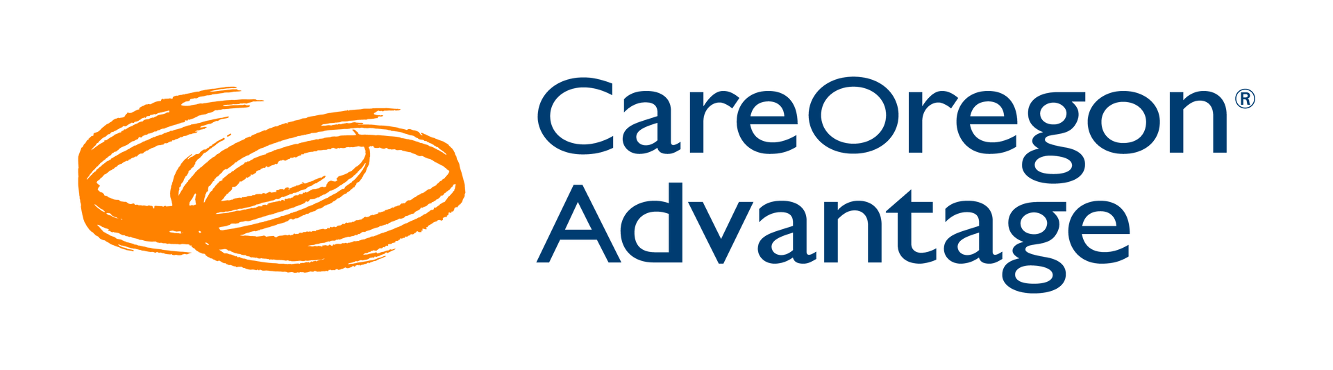 The logo for care oregon advantage is orange and blue.