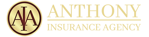 Anthony Insurance Agency logo with gold “AA” monogram and gold text on white background