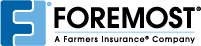 Foremost logo with blue icon and black wordmark, “A Farmers Insurance Company” tagline underneath