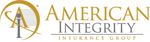 American Integrity Insurance Group logo with gold and gray lettering and compass emblem