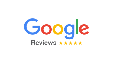 Google Reviews logo with five gold stars on a white background