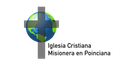 Logo with globe and gray cross, labeled “Iglesia Cristiana Misionera en Poinciana”