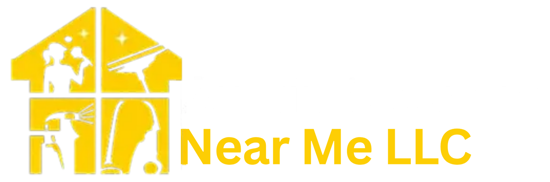 Yellow house-shaped logo with white worker silhouettes and text &ldquo;Near Me LLC&rdquo;