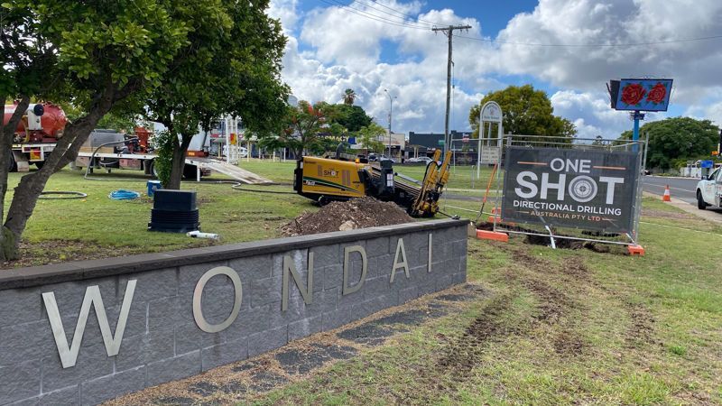 A sign that says one shot is in the middle of a field.
