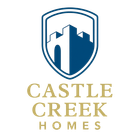 Logo for Castle Creek Homes: blue and white castle icon in a shield, gold text below.
