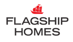 Logos for Flagship Homes and Woodbury Corporation. Flagship has a red sailboat. Woodbury has blue and orange buildings.