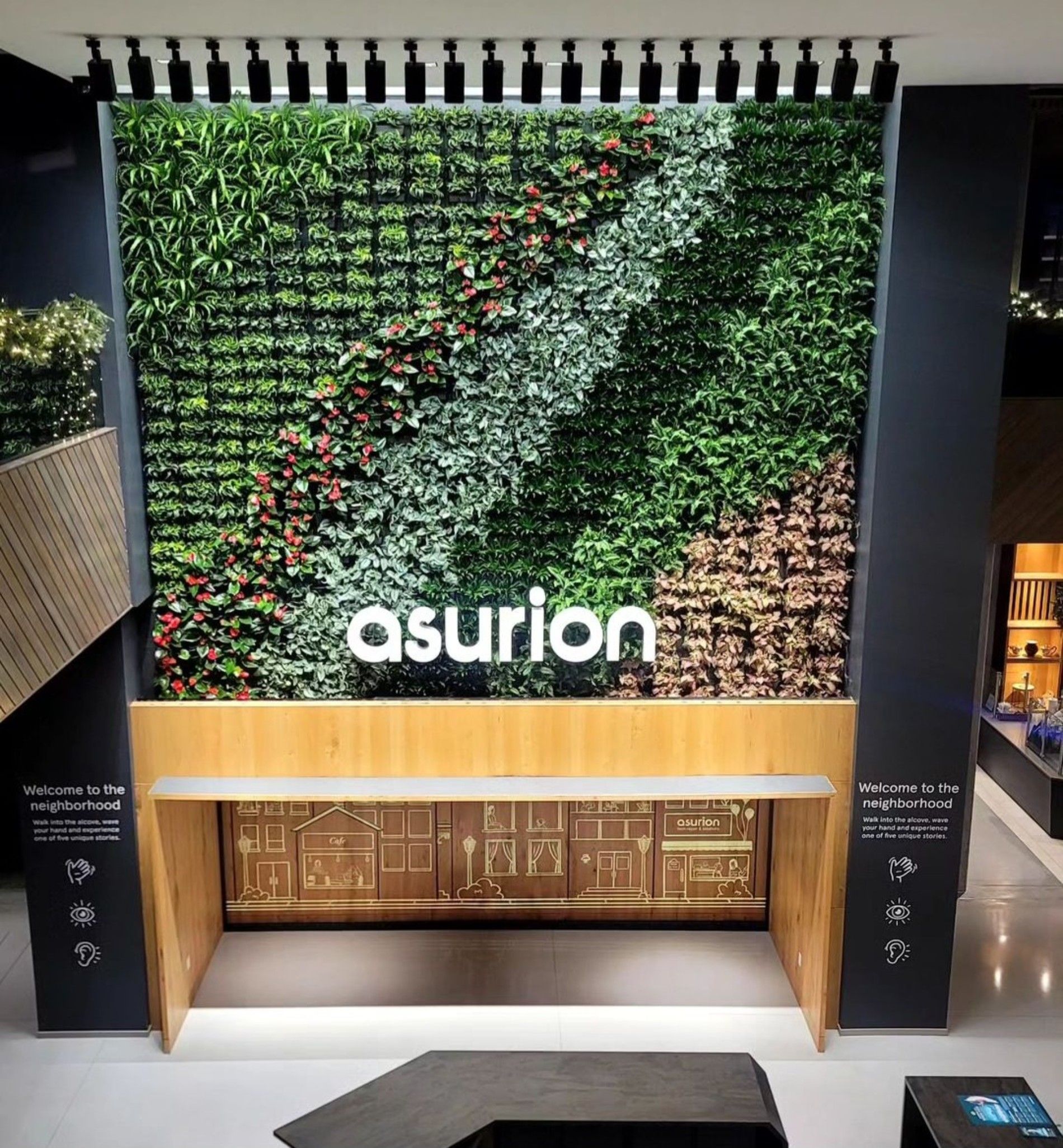 a wall with the word asurion on it