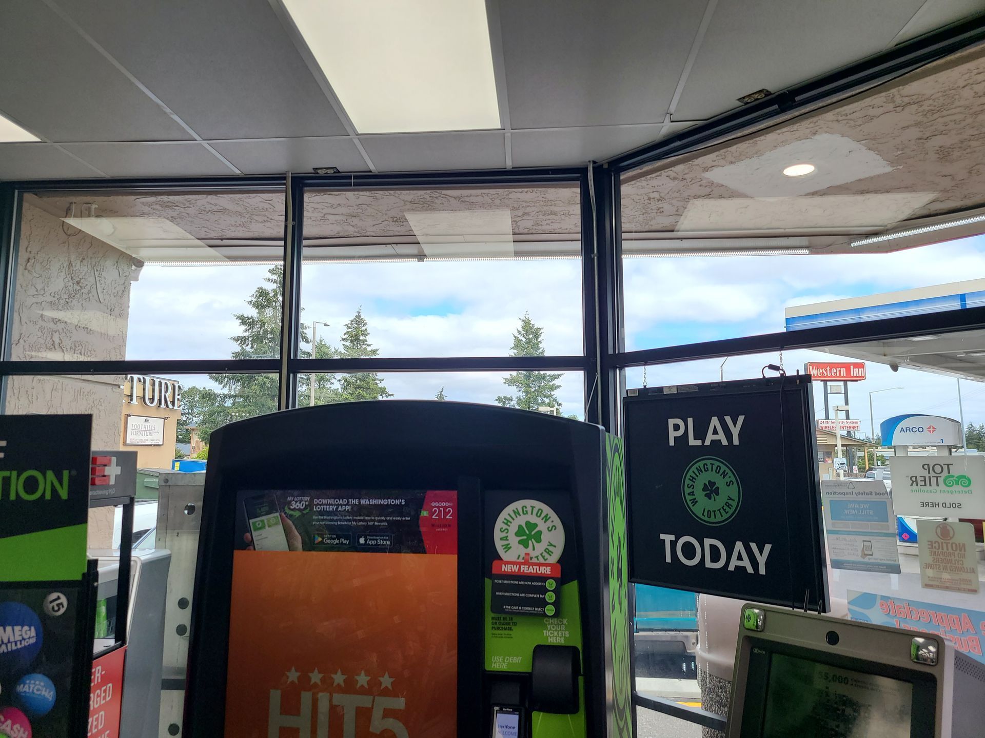 Inside a store, lottery machine with a