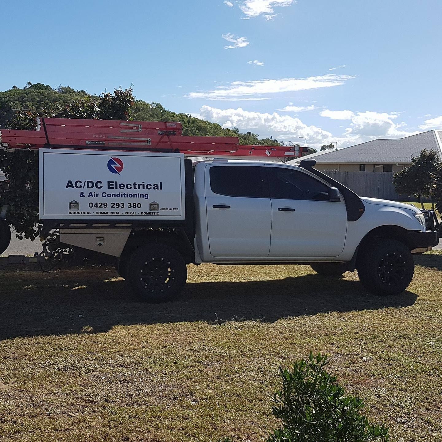 White AC/DC Electrical Service Truck — AC/DC Electrical, Air Conditioning & Refrigeration In Zilzie, QLD