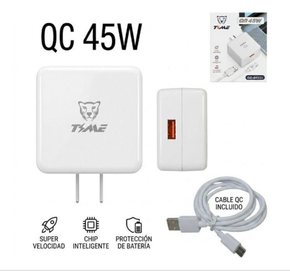 Cargador USB Carga Rápida 45 W