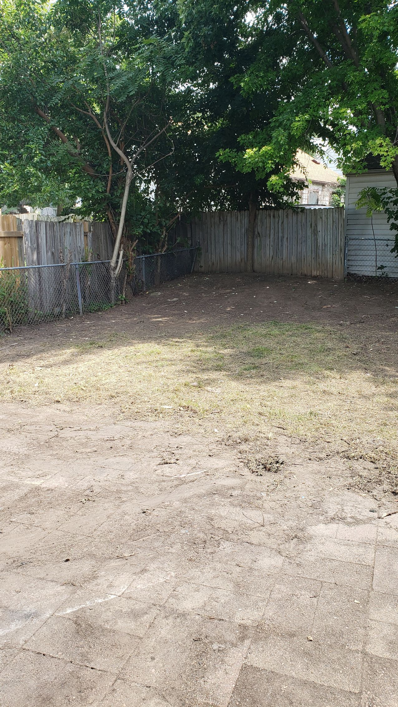 Backyard land clearing after project completion