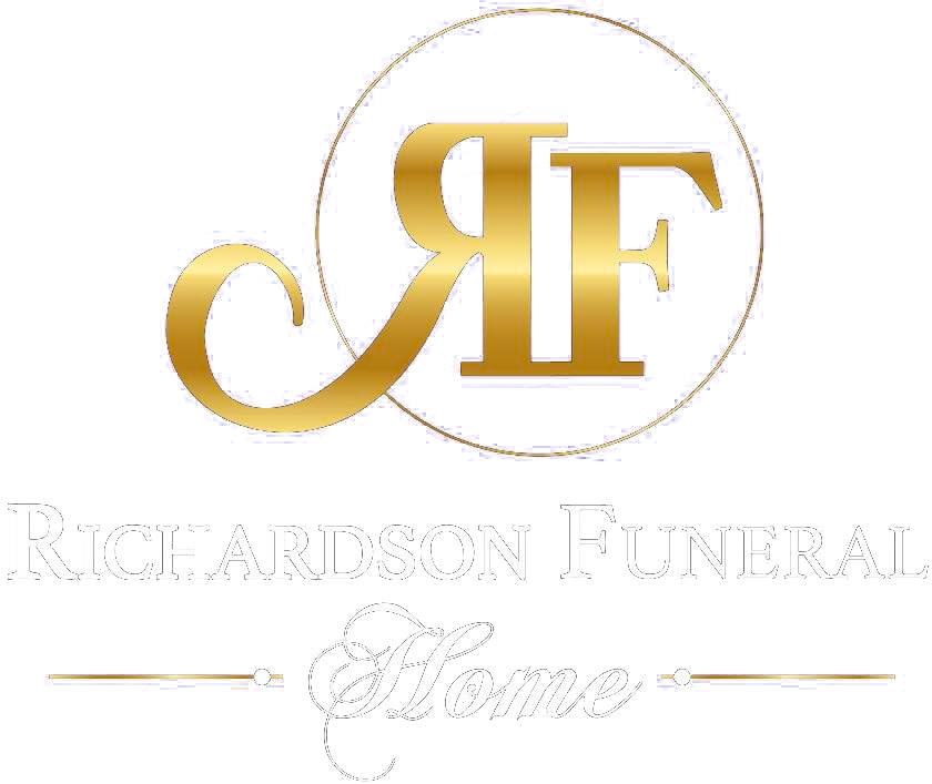 Gold RF logo with Richardson Funeral Home text on a white background
