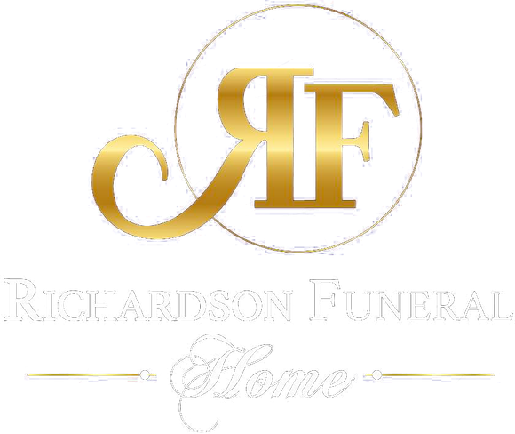 Gold RF logo with Richardson Funeral Home text on a white background
