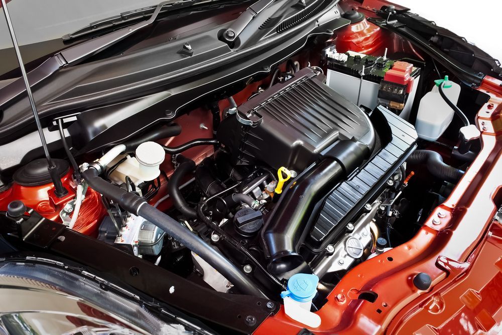Engine Compartment of a Red Car — Jims Auto Care in Berrimah, NT