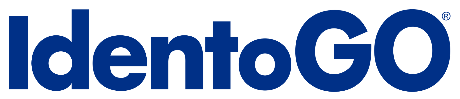 A blue logo for identogo on a white background