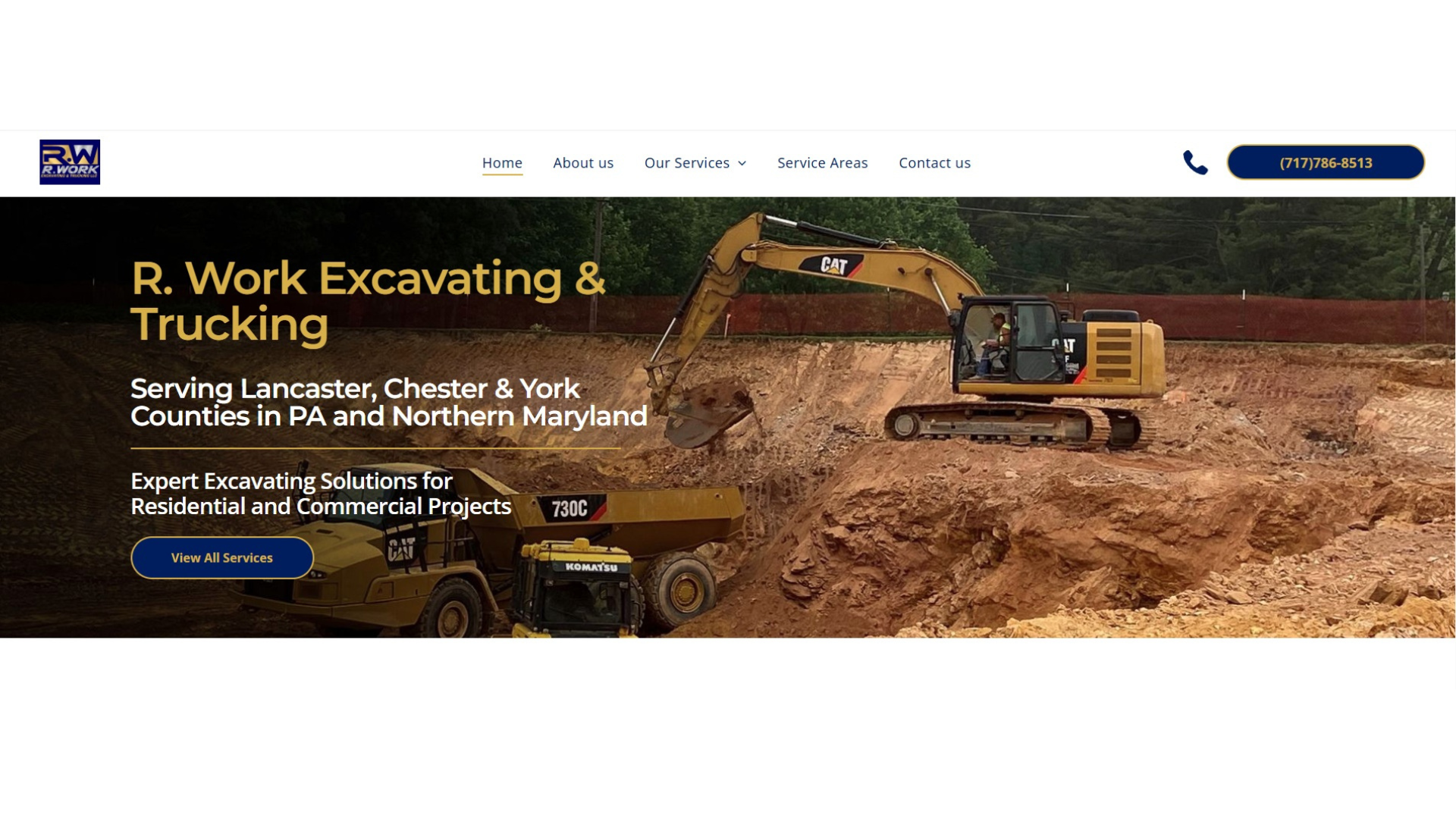 Excavator and truck on a construction site, 