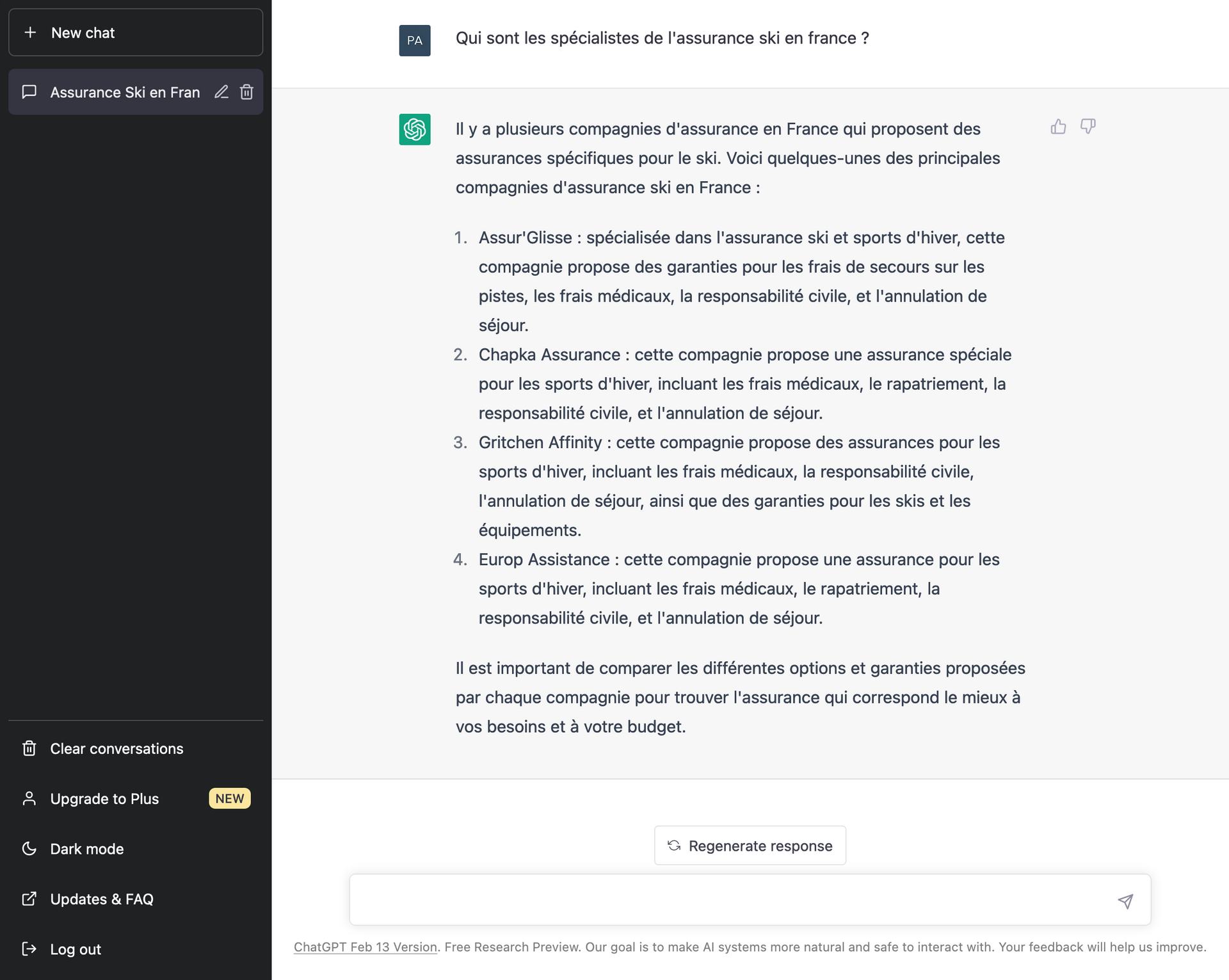 ChatGPT et les spécialistes de l'assueance ski ChatGPT et les spécialistes de l'assueance ski