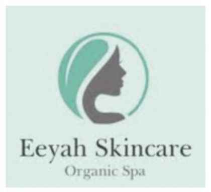 Eeyah Skincare Organic Spa logo with teal circular profile icon on a light mint background