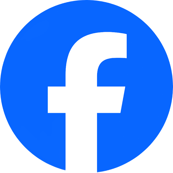 Blue Facebook logo with a white lowercase “f” in a circle
