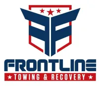 A logo for Frontline Towing & Recovery LLC with a shield and stars.
