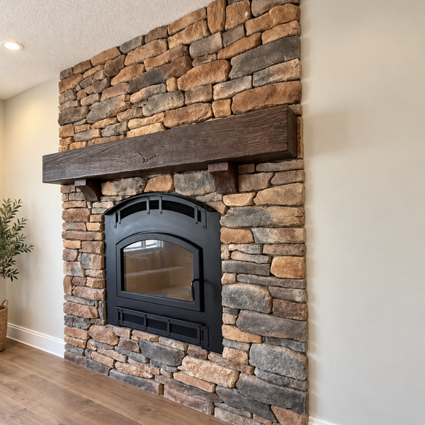 Brick wall with arched doorway leading to a patio with a red pot and a ladder.