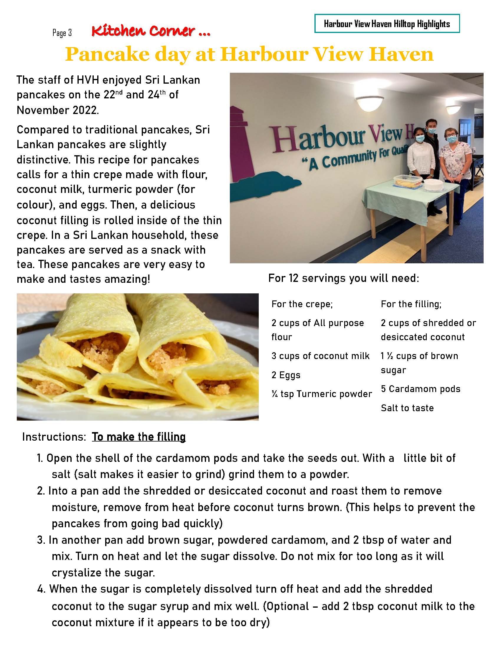 Pancake day at Harbour View Haven