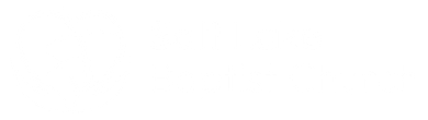 A clean white background with a small, centered, dark gray, minimalist circular icon depicting a stylized mountain range.
