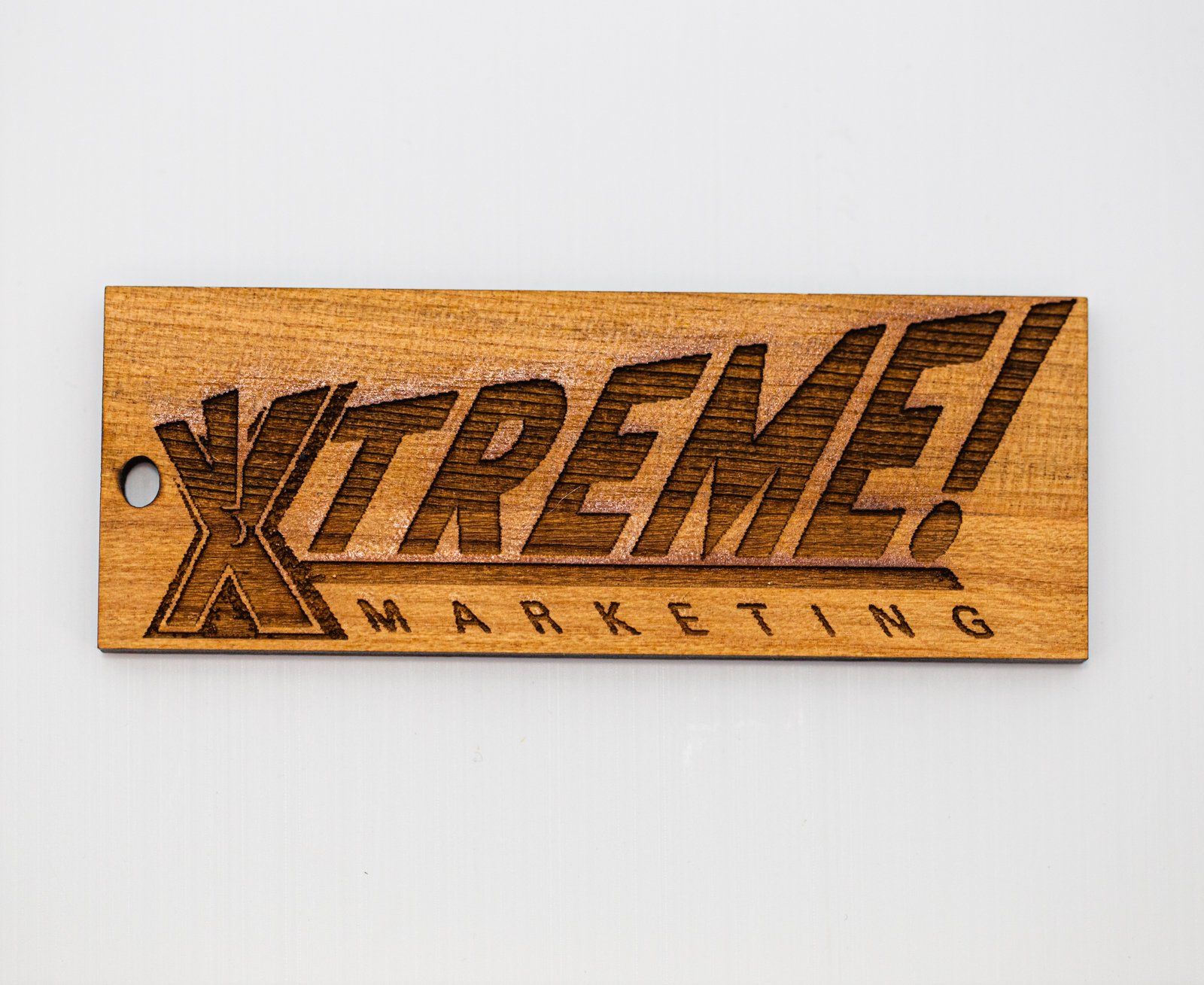 Laser engraved, wooden keychain