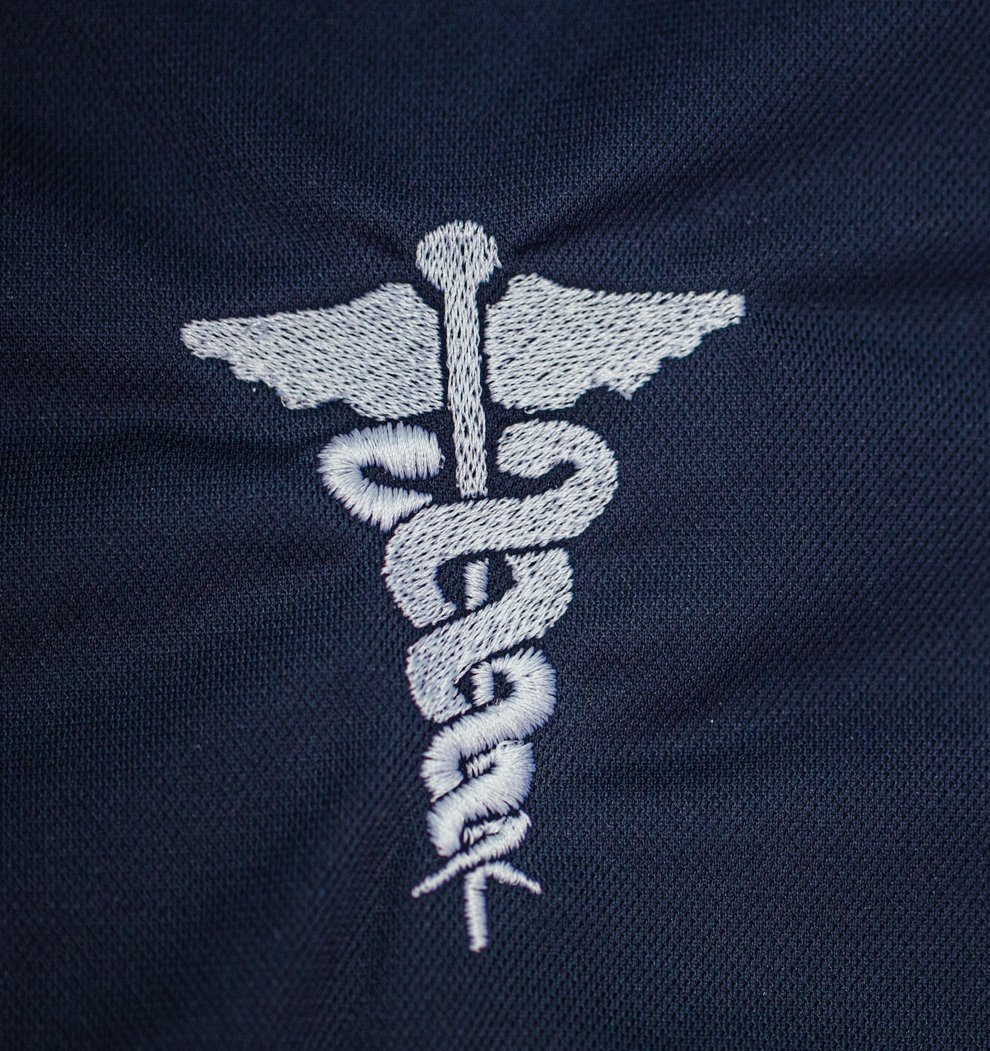 Embroidered shirt for medical unit