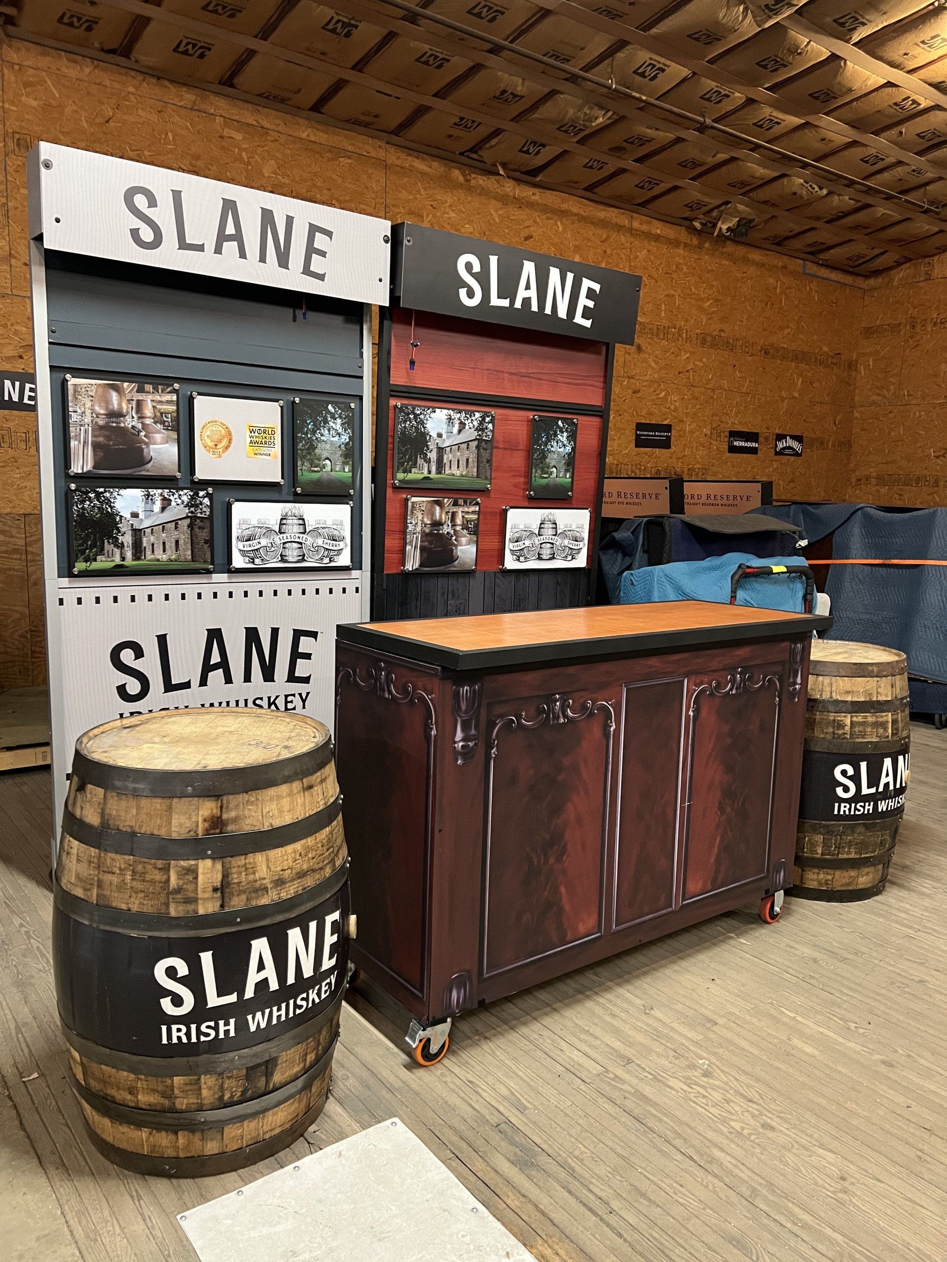 Bar and bar backs for Slane Irish Whiskey used as a brand activation