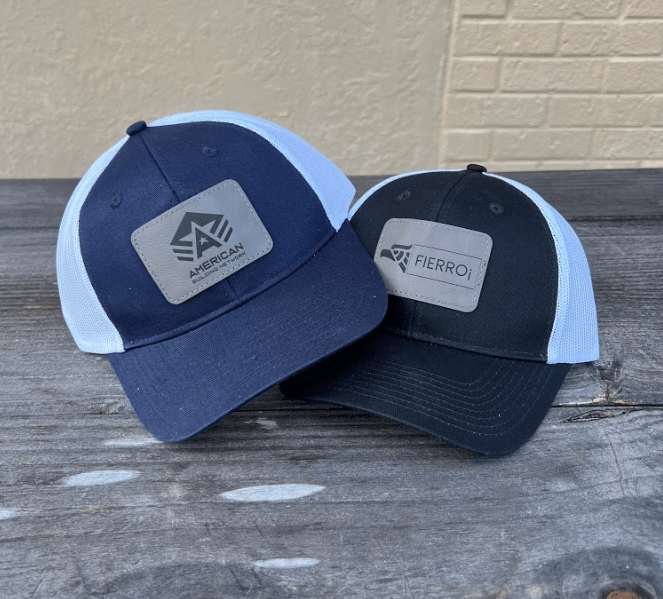 Baseball hats with laser engraved patches