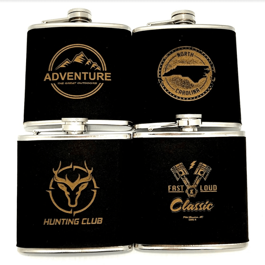 Laser engraved flasks with custom logos