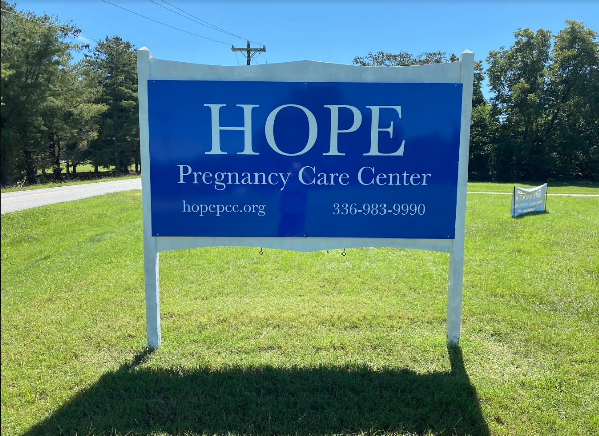 Outdoor signage for pregnancy care center
