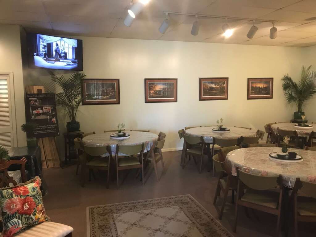 a dining room with tables and chairs and a television on the wall .
