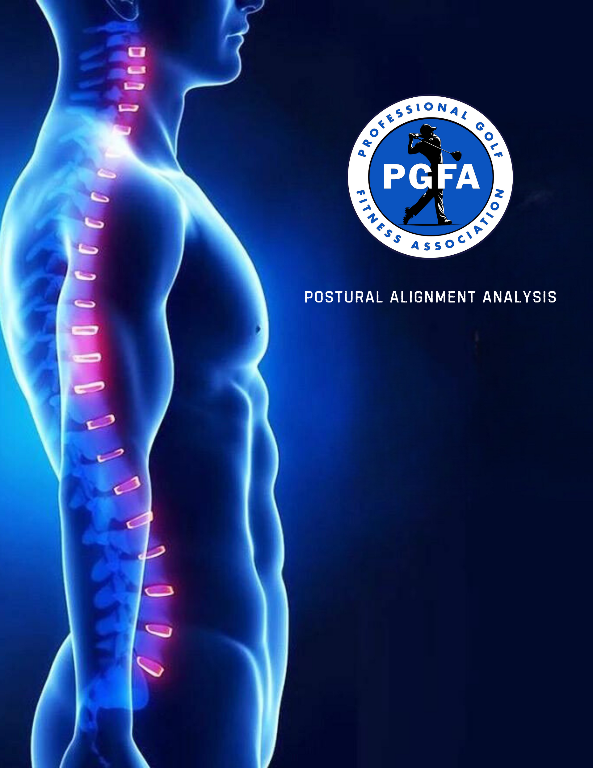 An illustration of a man 's spine with a logo for pgfa