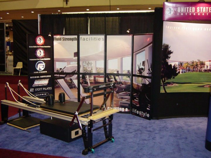 A united state fitness display with a pilates machine