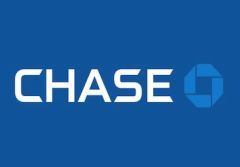 The chase bank logo is on a blue background.