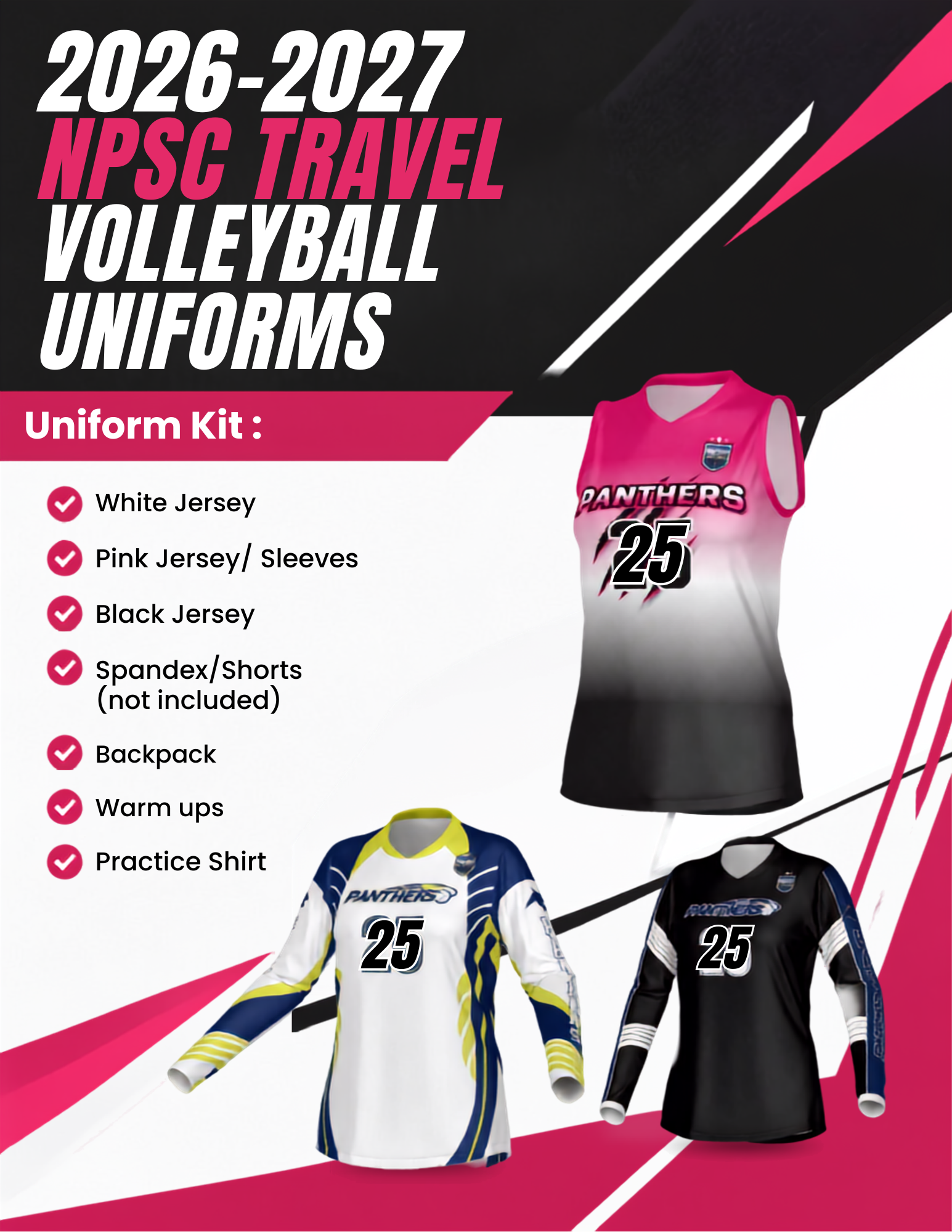Northern Piedmont Sports Club travel volleyball uniforms