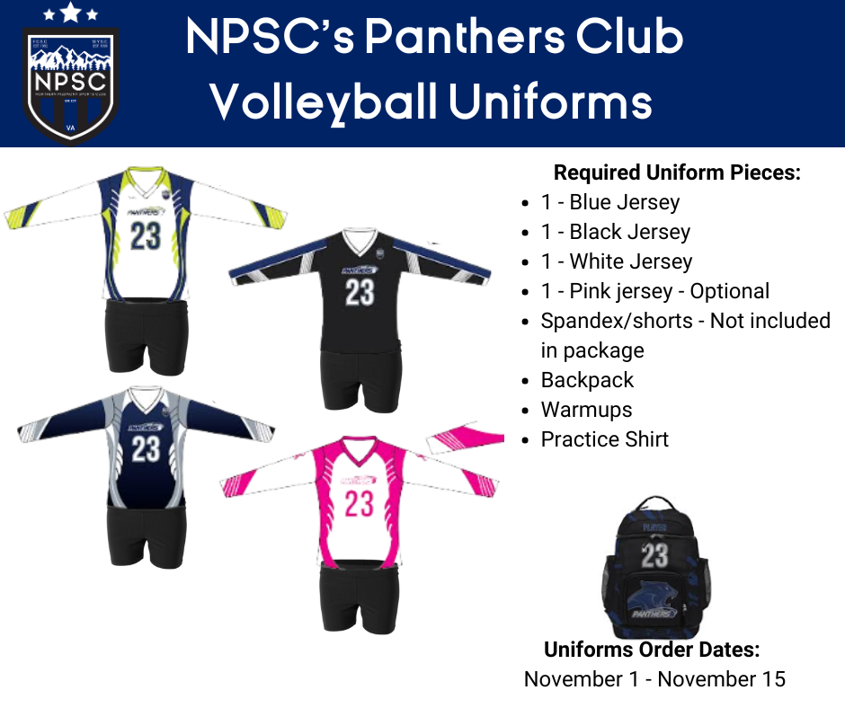 Northern Piedmont Sports Club travel volleyball uniforms