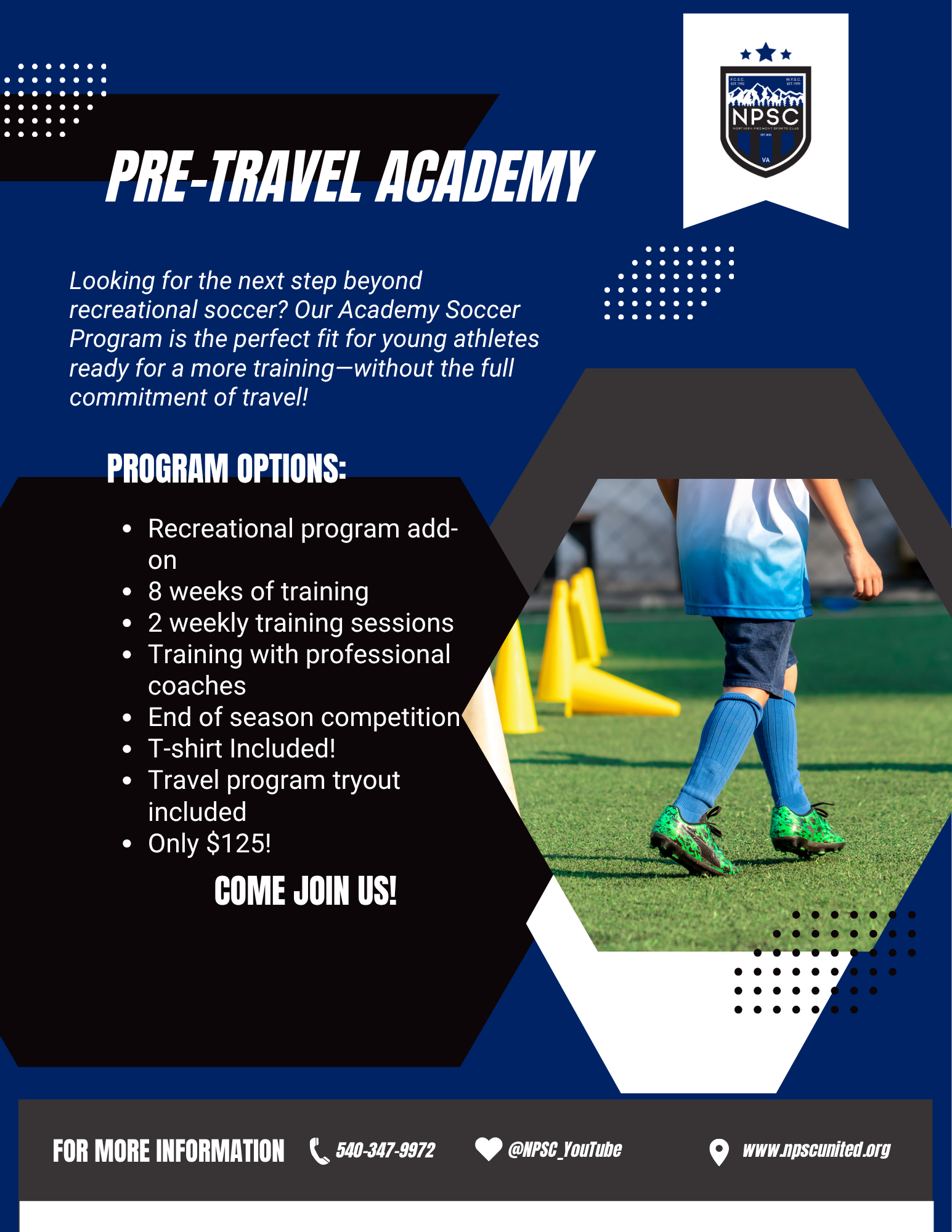 Northern Piedmont Sports Club graphic showing rec program options