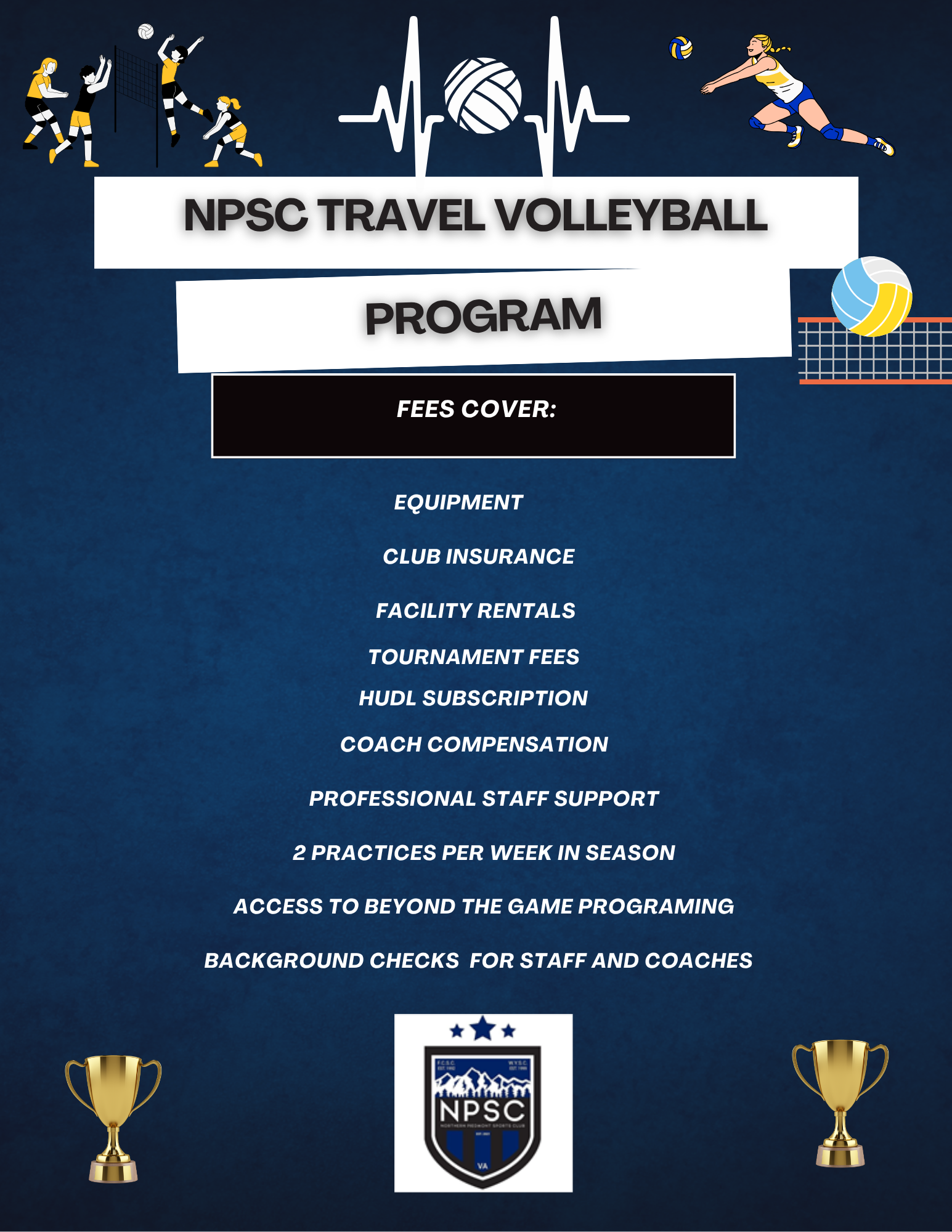 Northern Piedmont Sports Club travel volleyball fees