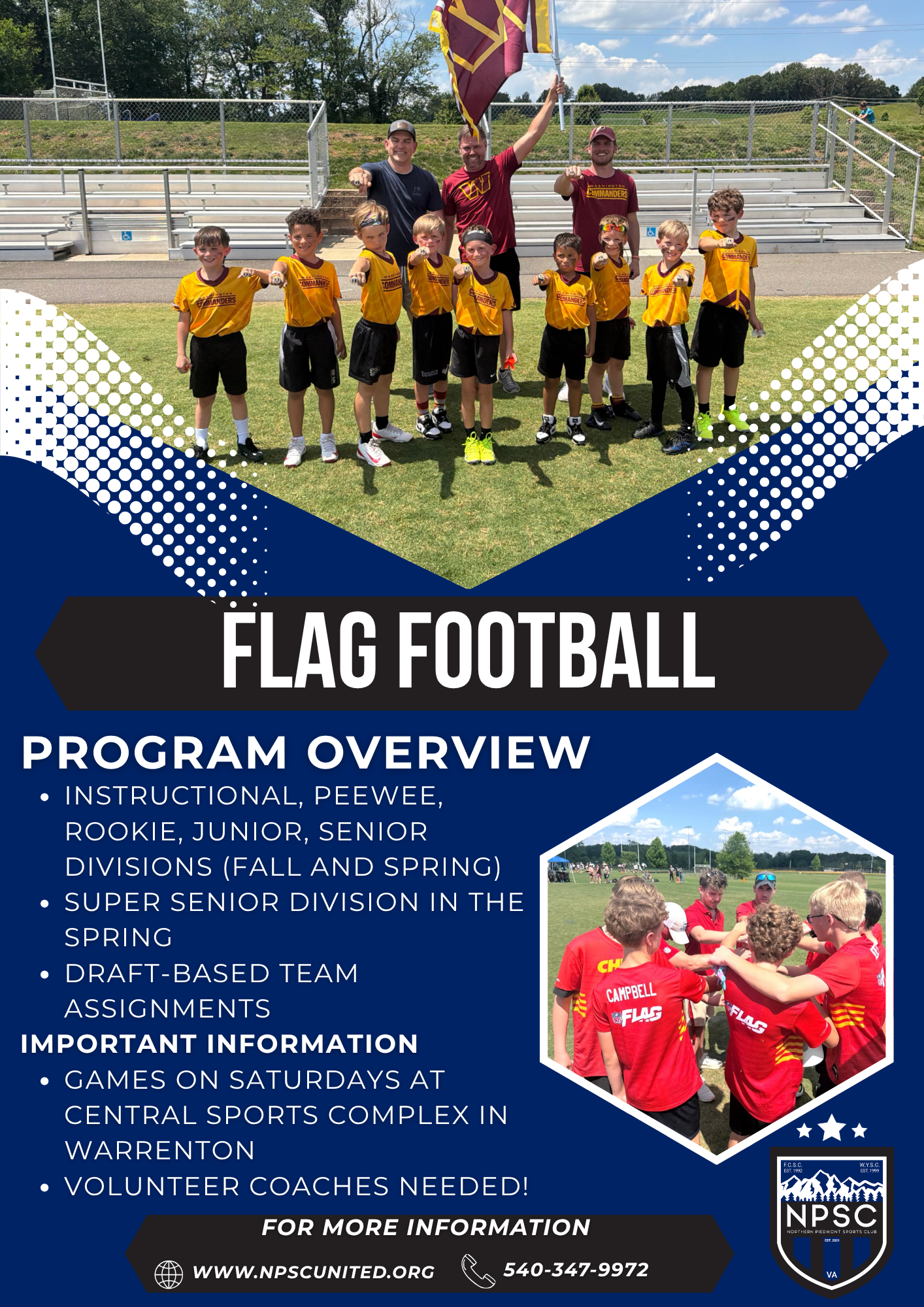 Northern Piedmont Sports Club flag football program options