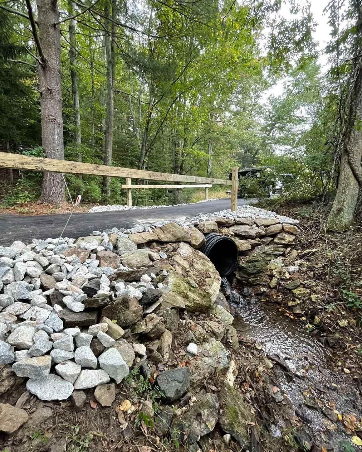 Culvert with riprap stones