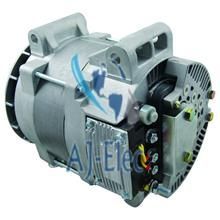 A close up of a alternator on a white background.