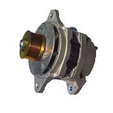 A close up of a alternator on a white background.