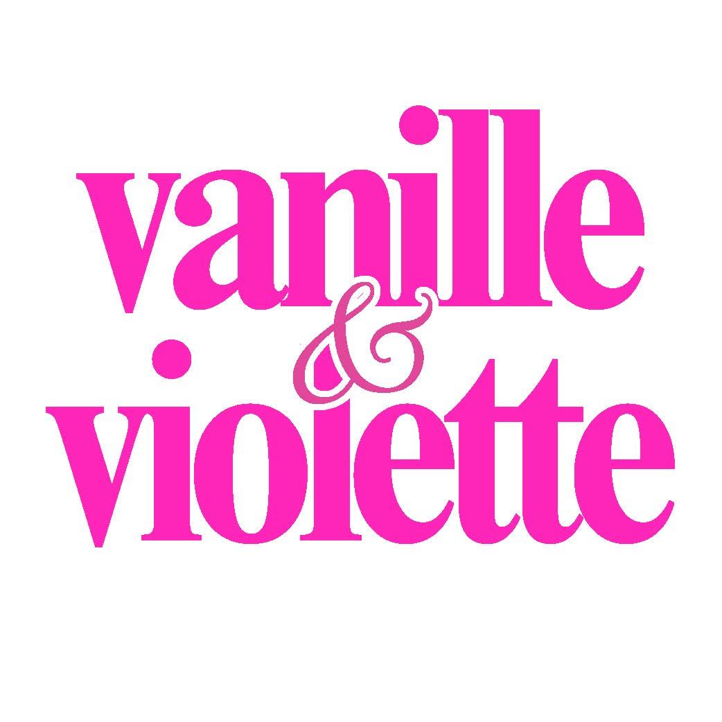 Pink “vanille & violette” logo on a white background